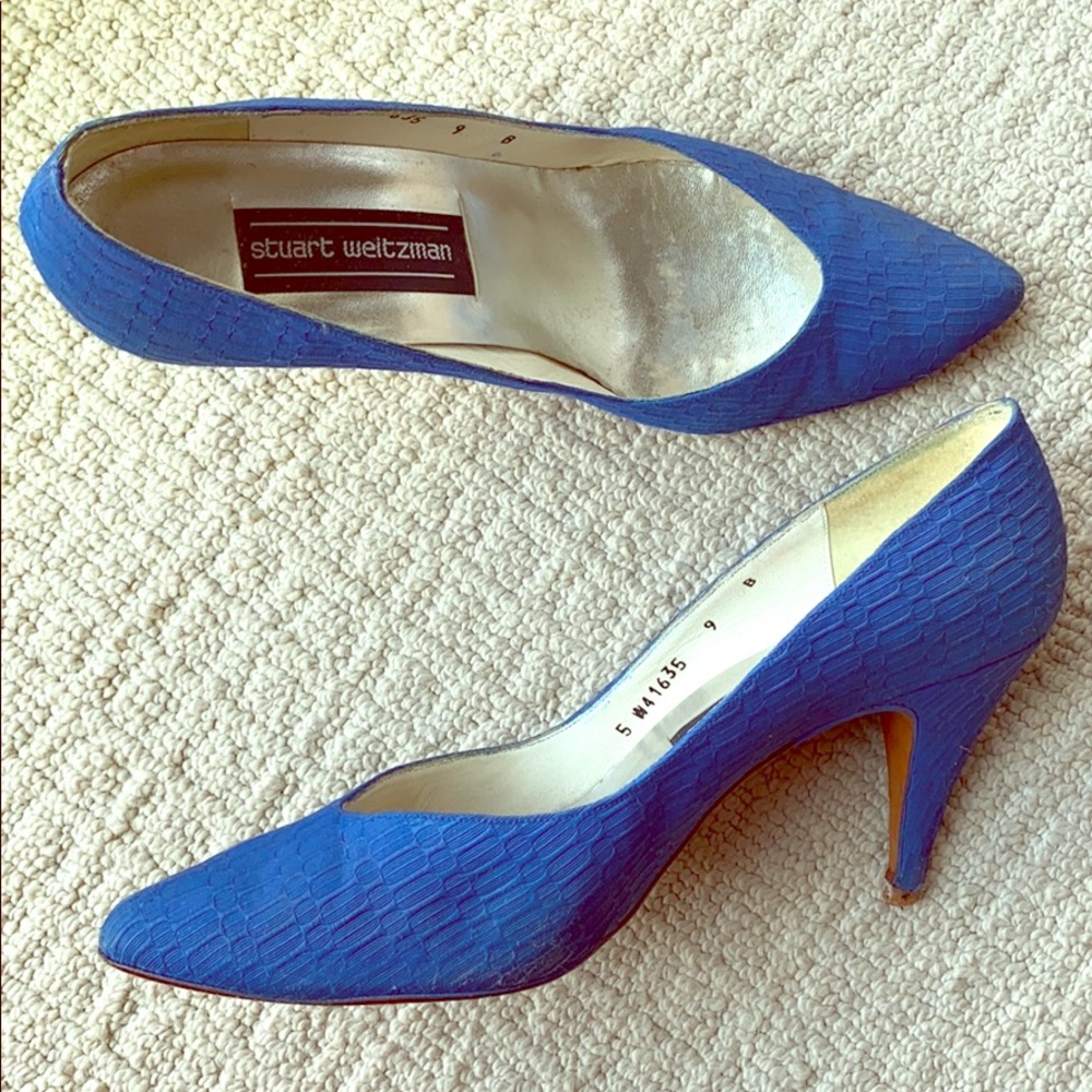 Stuart Weitzman Vintage Cerulean Blue Heel Pump 9